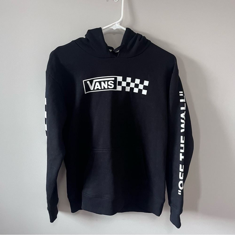 Vans Black Zip-Up Hoodie with White Checker Logo